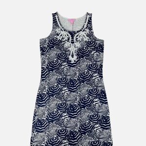 Lilly Pulitzer Navy/White Umbrella Print Cotton Sleeveless Dress Size M